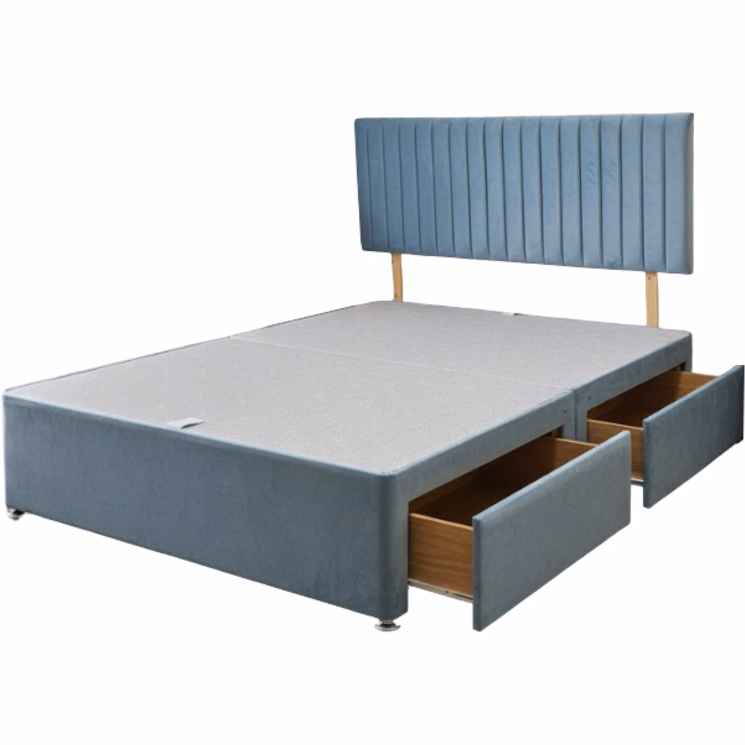 Knight Sleep Emily Divan Bed Base with 2 Drawers and Headboard, Sky Blue, W/D/H: 120 x 200 cm – 2