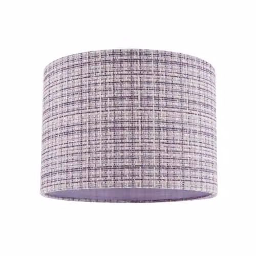 Happy Homewares Textured Linen Fabric Cylinder Lamp Shade in Lilac and White, W/D/H: 18 x 18 x 25 cm