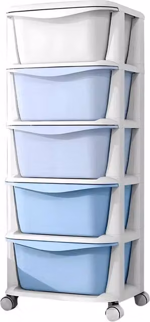 Nordara Blue 5 Drawer Plastic Mobile Rolling Storage Cart Organizer with Castors – 1