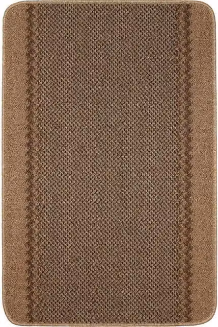 The Rug Shop UK Beige and Terracotta Striped Machine Washable Anti-Slip Polypropylene Floor Mat, W: 67 cm, L: 150 cm