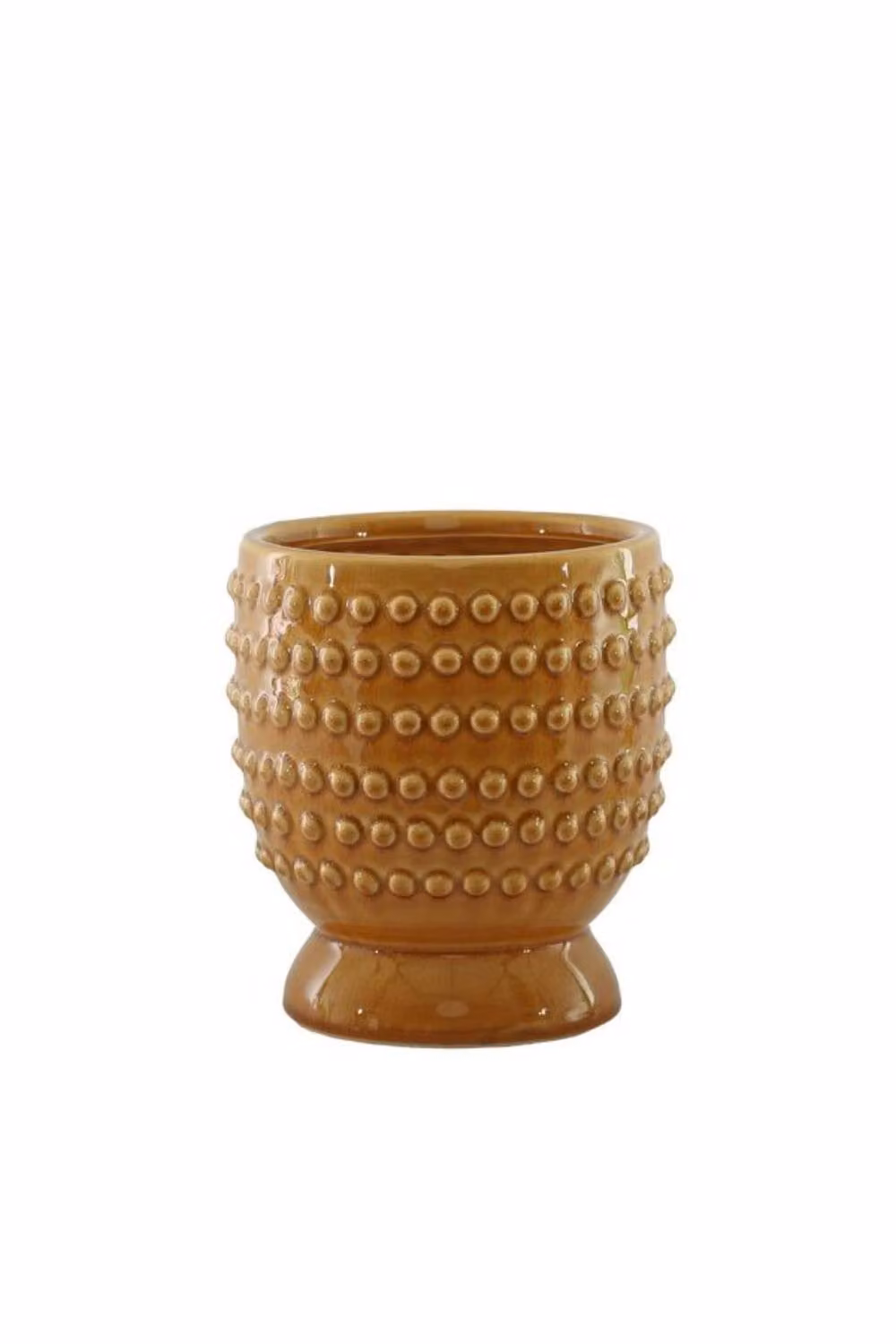 KDMD Hortus Hobart Footed Pot in Yellow and Brown, W: 15 cm, D: 14.5 cm – 2