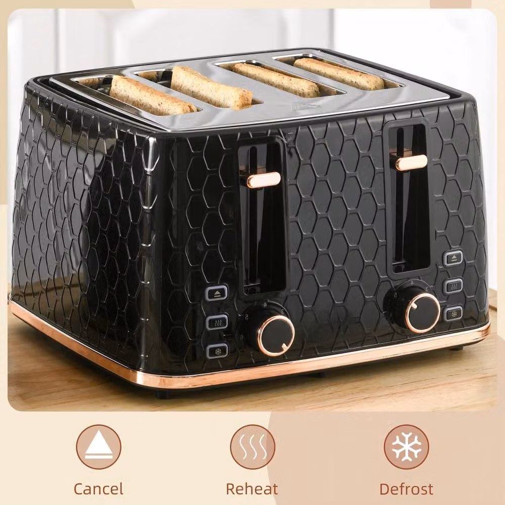 STILVORA 4 Slice Toaster with 7 Browning Levels in Black – 4