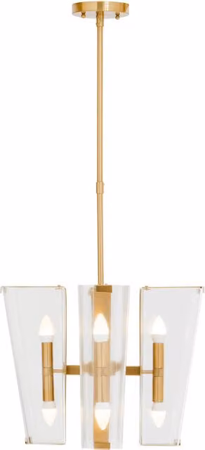 Orsina Celeste Pendant Light by Fifty Five South in Gold and Transparent Glass