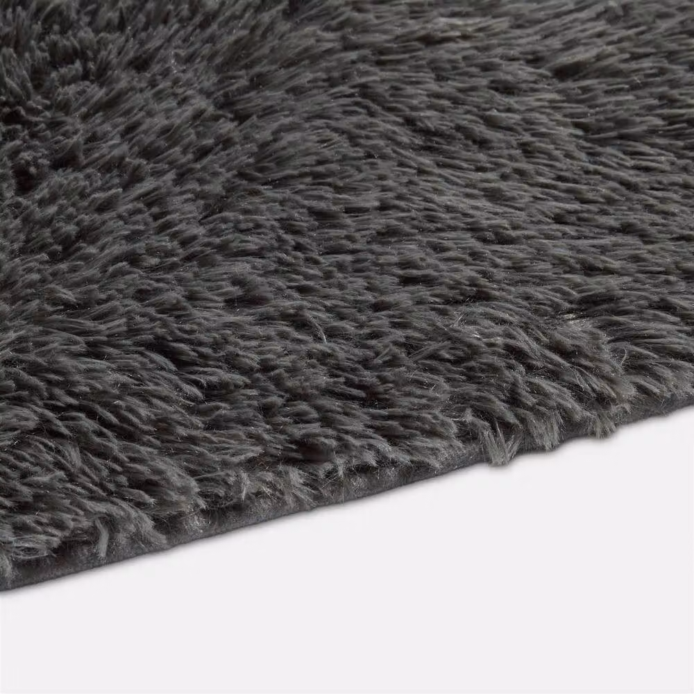 Sienna Fluffy Shaggy Rectangular Rug in Anthracite Grey, W: 80 cm, L: 150 cm – 2