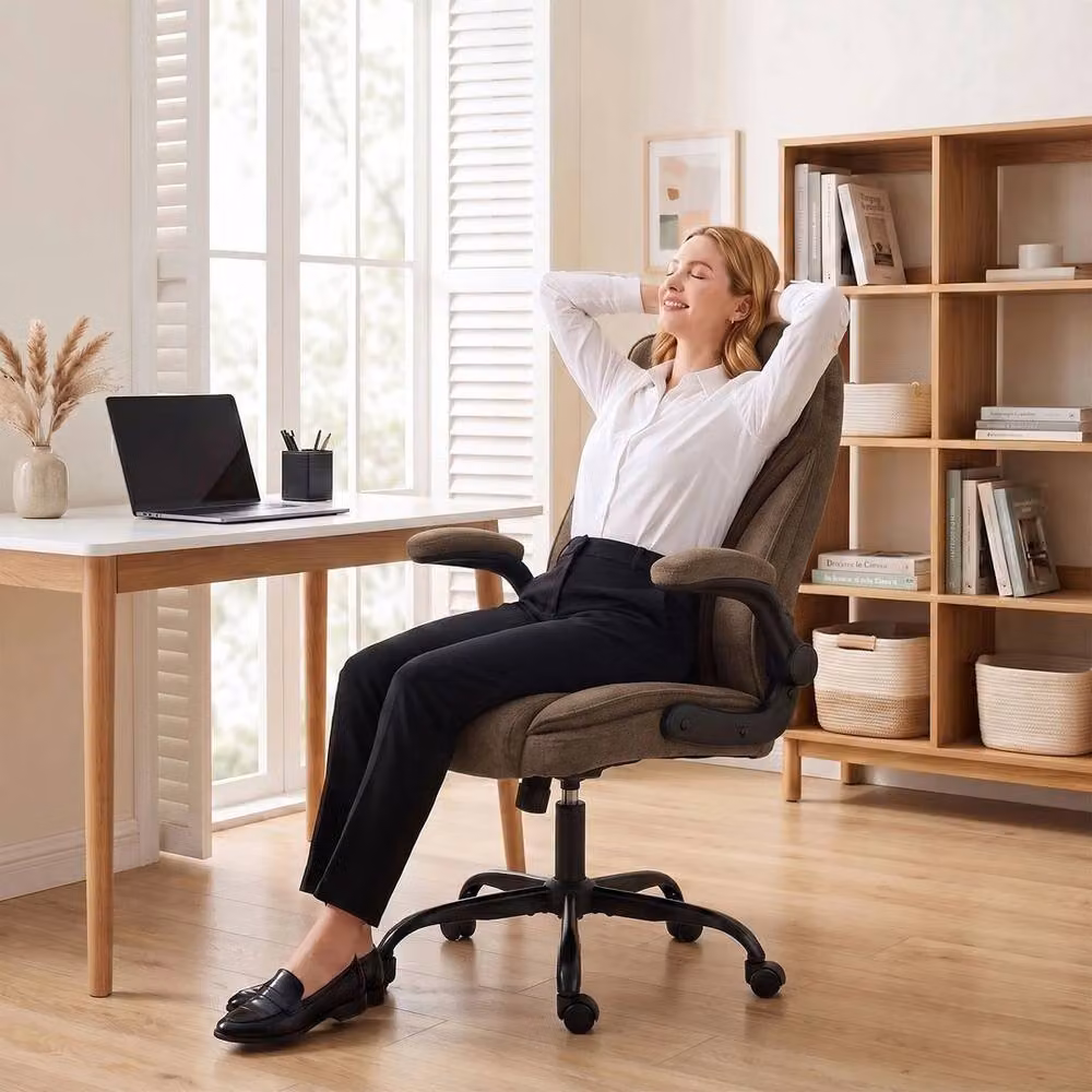 KORVIXA Ergonomic Office Chair with Flip-up Armrests in Brown – 5