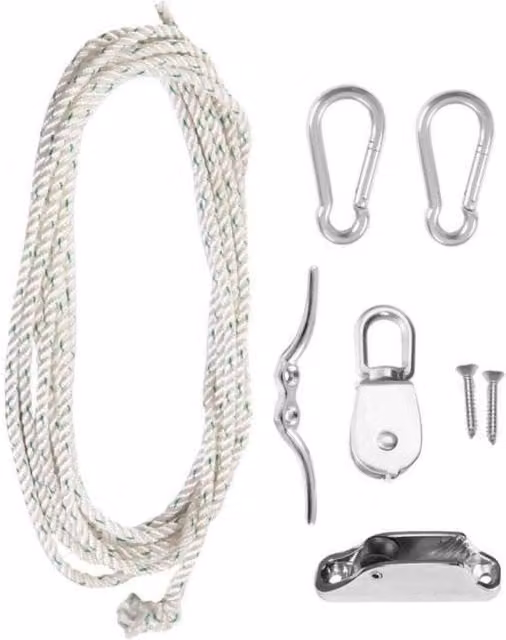 Primrose Easy Hoist Advanced Shade Sail Fixing Kit in Metallic Silver Stainless Steel