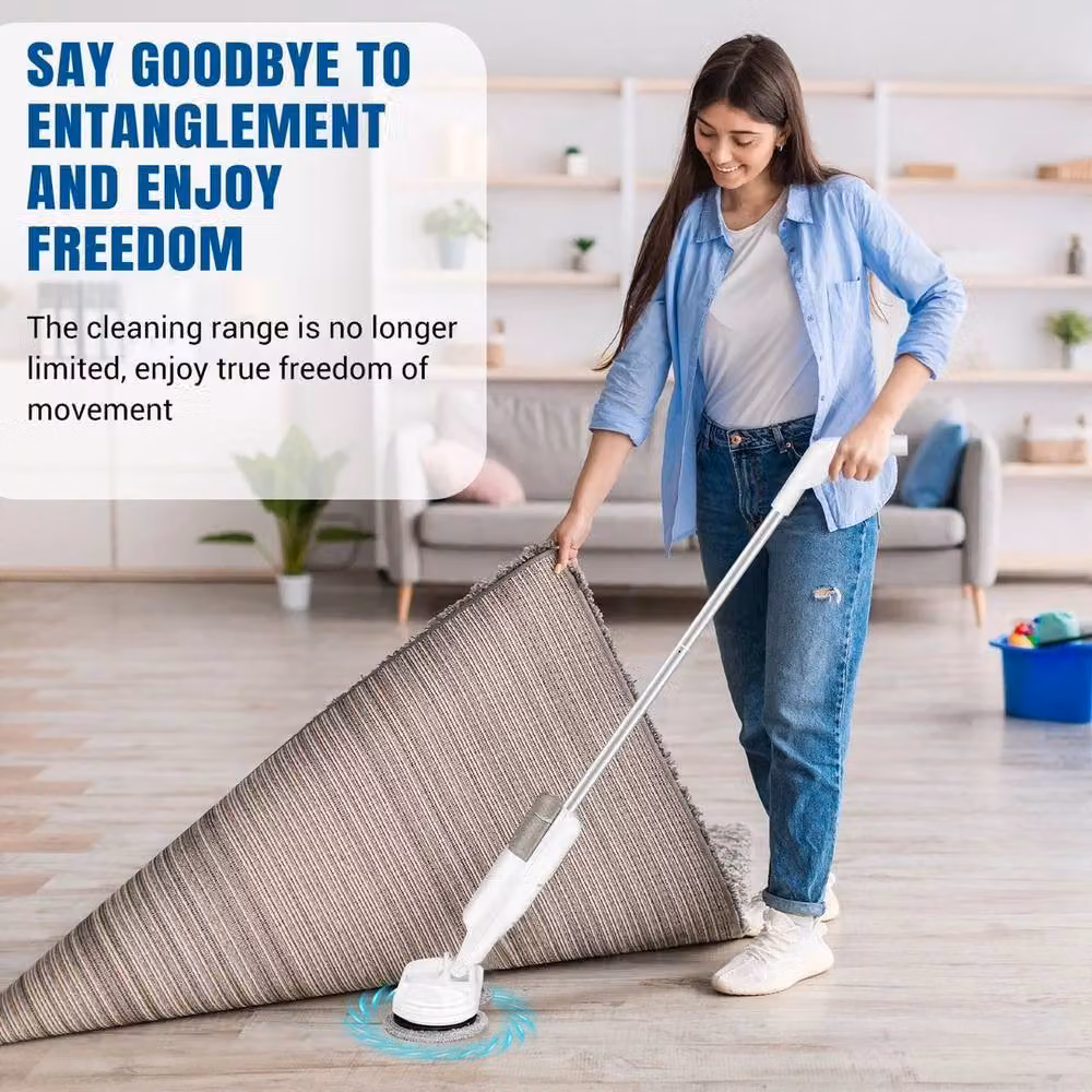 KORVIXA Rechargeable Electric Floor Mop Rotating Broom Sweeper in White – 2