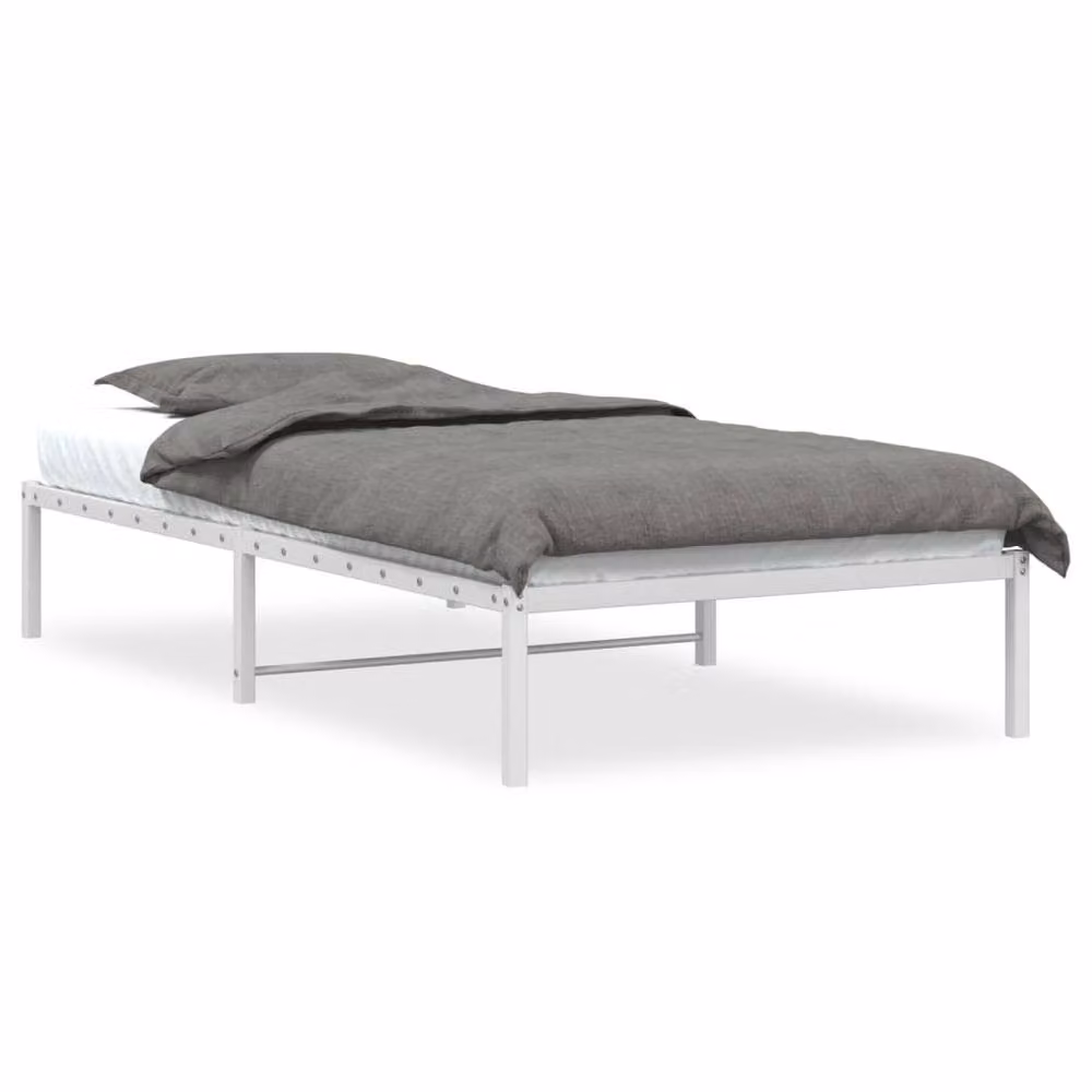 Berkfield Home Metal Bed Frame in White, W/D/H: 100 x 190 cm – 2