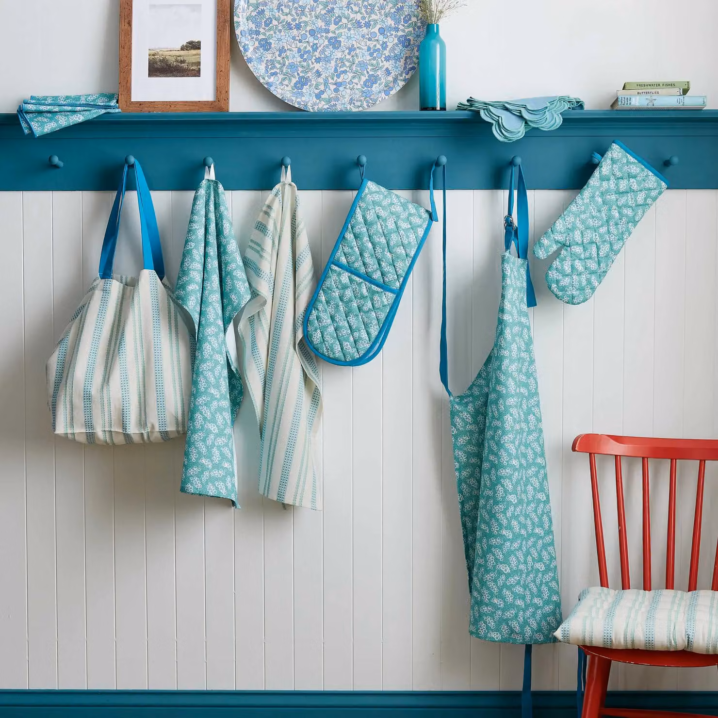 Land & Shore Livie Apron in Green and Turquoise – 2