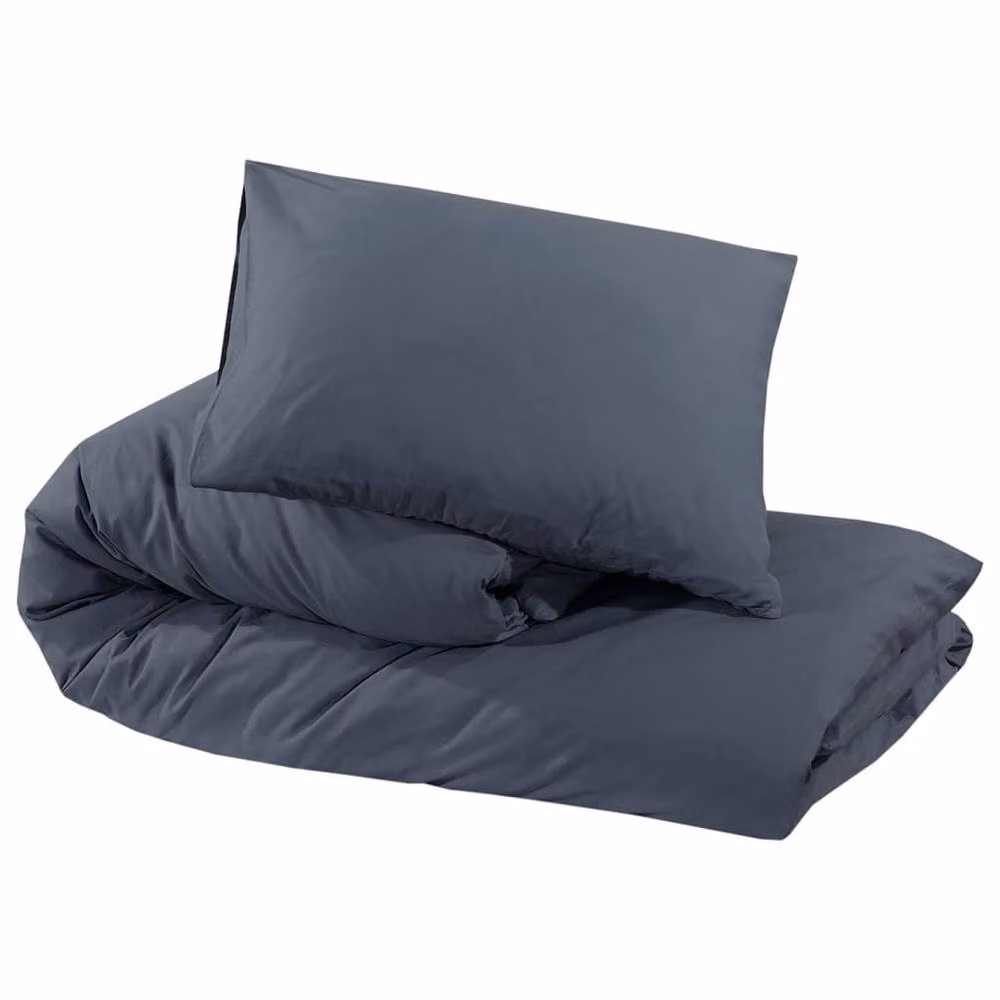 Berkfield Home Elegant Cotton Duvet Cover and Pillowcase Set in Anthracite, W/D/H: 155 x 220 cm and 80 x 80 cm – 4