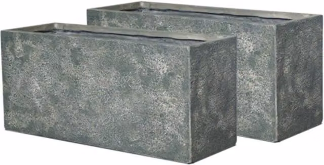 Primrose Grey Fibreglass Trough Outdoor Patio Planter with Charcoal Moss Effect, 75 cm