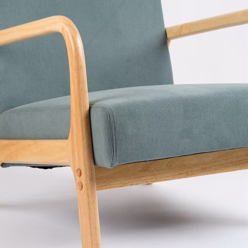 Scottish Everlastings Ltd Modern Cord Chair in Light Teal with Curved Armrests – 3