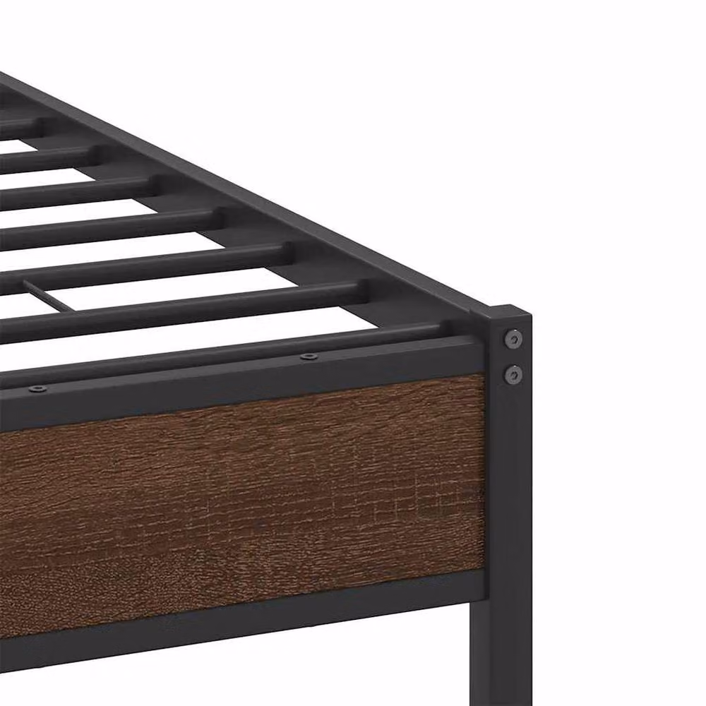 Berkfield Home Bed Frame in Brown Oak, Engineered Wood, W/D/H: 140 x 200 cm – 5