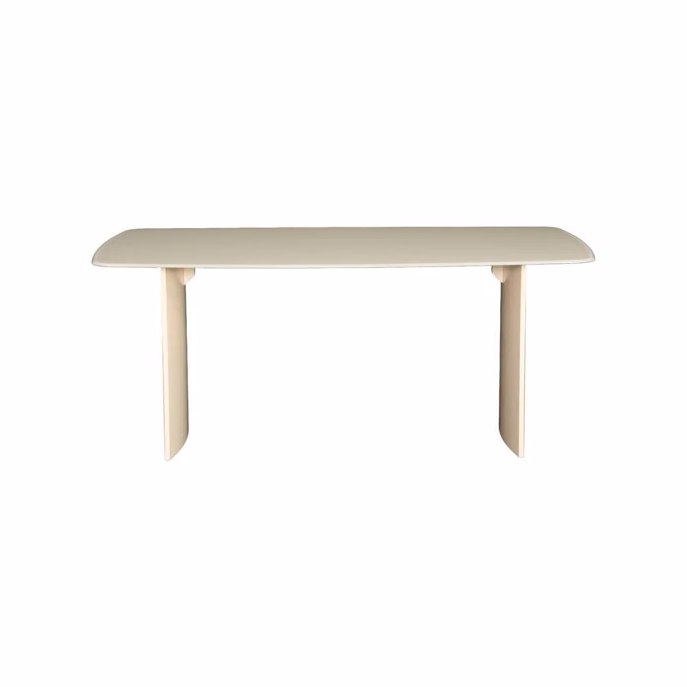 sweeek Modern Rectangular Dining Table with Matt Sandblasted Tempered Glass Top, Seats 8, Cream/Beige, W/D/H: 180 x 90 x 75.5 cm