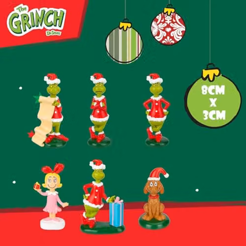 VFM e-Store Grinch Christmas Tree Hanging 3D Animal Decorations, Multicolour, 6 Pack, H: 8 cm x W: 3 cm – 2