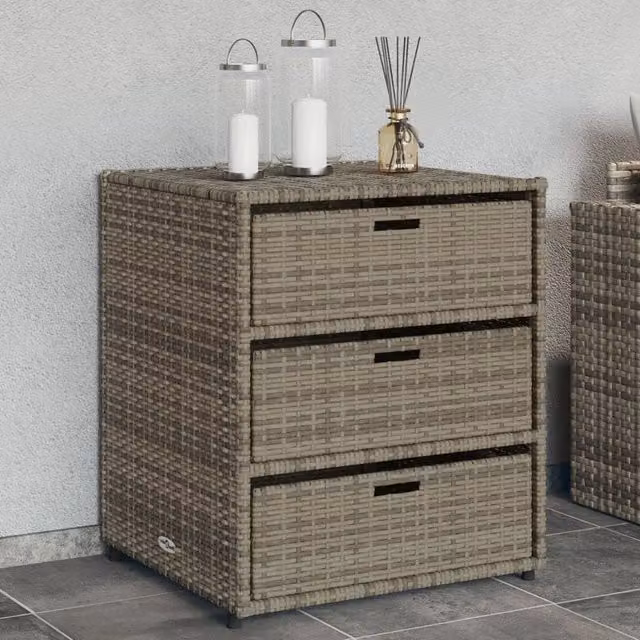 Berkfield Home Grey Poly Rattan Garden Storage Cabinet W/D/H: 55 x 59 x 69 cm – 1