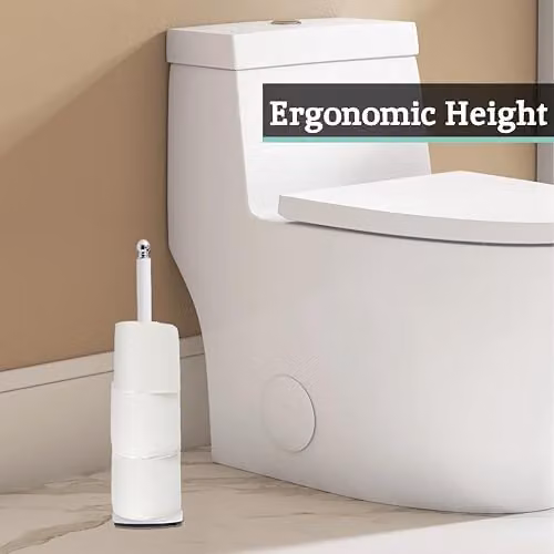 Orsina Freestanding White Toilet Roll Holder with Spare Roll Storage and Metal Base – 3