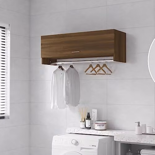 vidaXL Modern Brown Wardrobe with Hinged Doors and Hanging Rod, W/D/H: 100 x 32.5 x 35 cm – 2