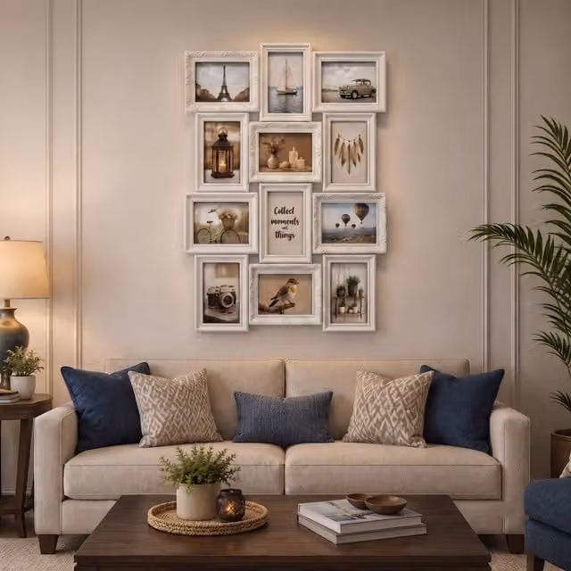 Biznest Ornate Multi-Aperture Photo Frame, Grey, W: 58 cm, H: 45 cm