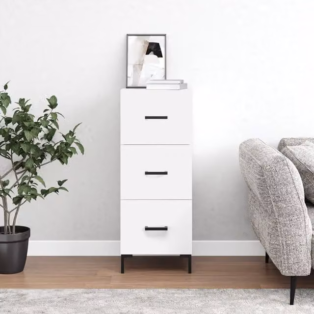 Berkfield Home Modern White Matt Sideboard, W/D/H: 34.5 x 34 x 90 cm