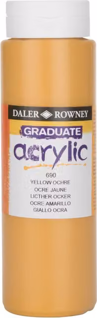 Daler Rowney Graduate Acrylic Paint, Yellow Ochra, 500ml