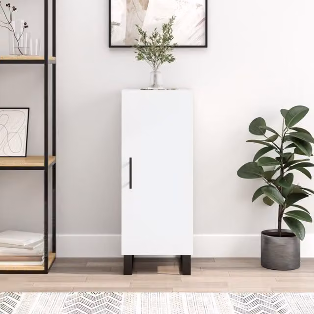 Berkfield Home Modern White Sideboard W/D/H: 34.5 x 34.0 x 90.0 cm