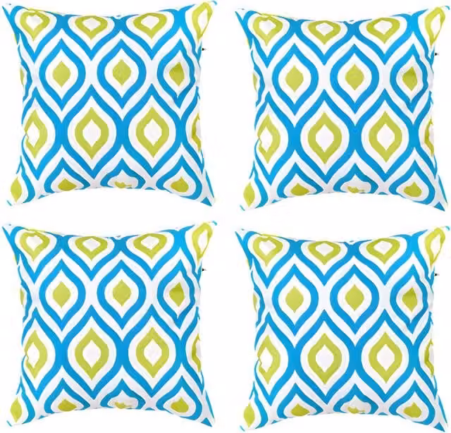 Gardenista Graphic Printed Outdoor Garden Scatter Cushion in Turquoise, Green, Beige and Blue