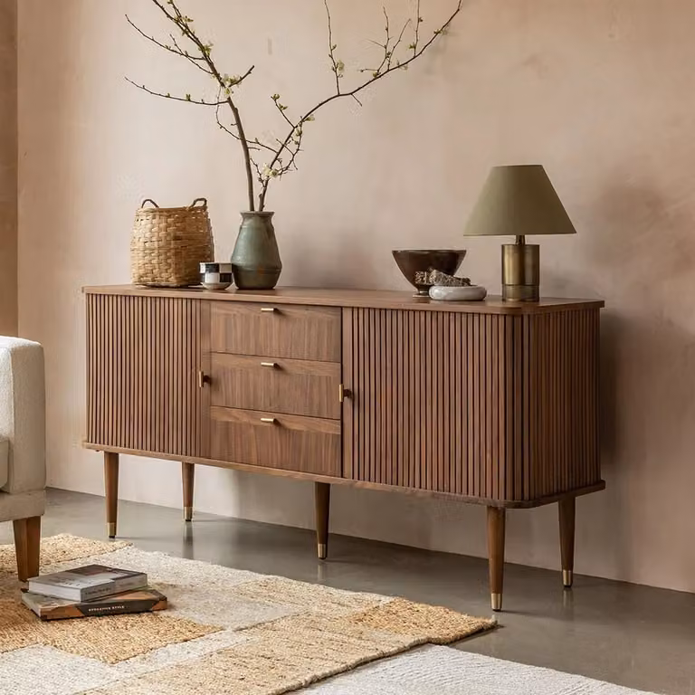 Atkin & Thyme Byron Mid-Century Sideboard in Walnut and Brown