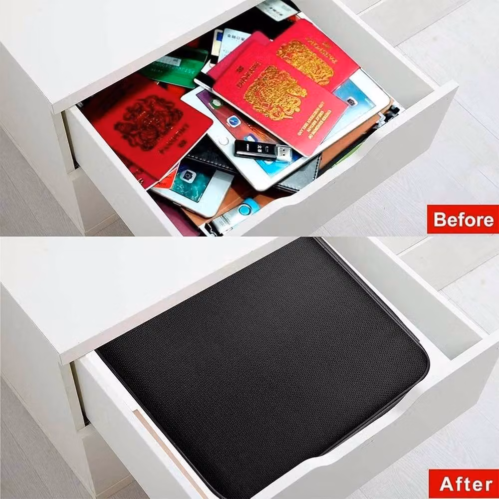 FLAVORA Large Fireproof and Waterproof Document Box with Lock in Black – 5