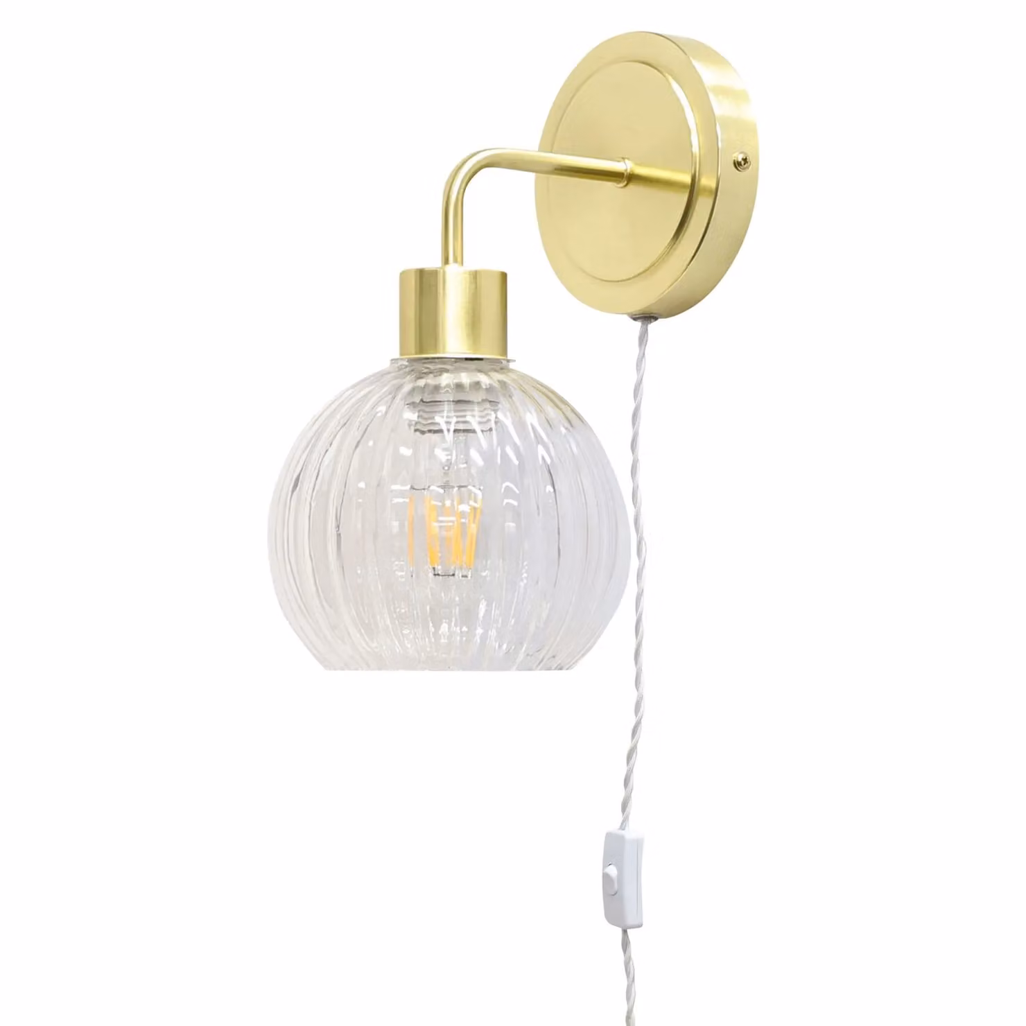 First Choice Lighting Toby Set of 2 Plug-in Wall Light Fittings in Gold/Brass – 1