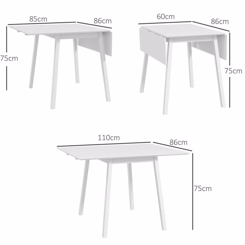 STILVORA Modern White Pine Wood Dining Table with Butterfly Drop Leaf and Rounded Edges – 2
