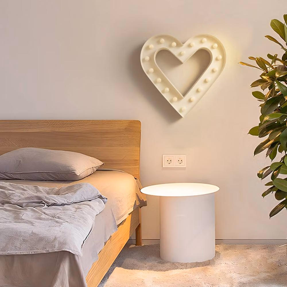 Bright Zeal White Textured Heart Marquee Light with 18 LEDs and Timer, 32 cm – 2