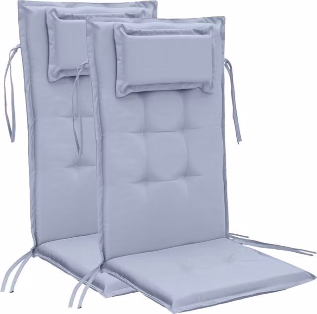 Gardenista Grey Highback Outdoor Garden Chair Cushions with Ties, Pack of 2