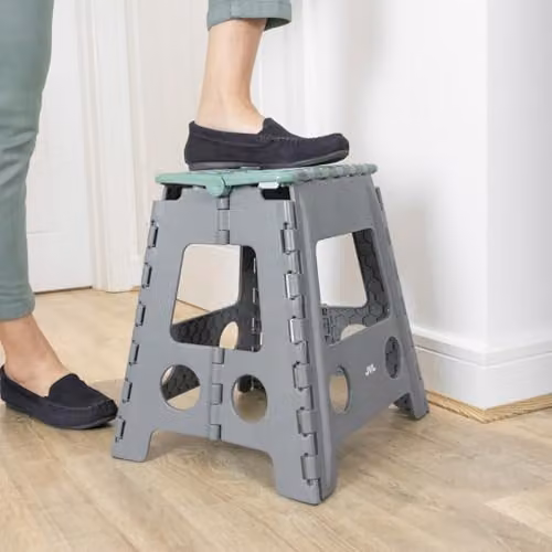 JVL Large Folding Step Stool in Grey and Green, W/D/H: 40 x 39 x 32 cm – 3