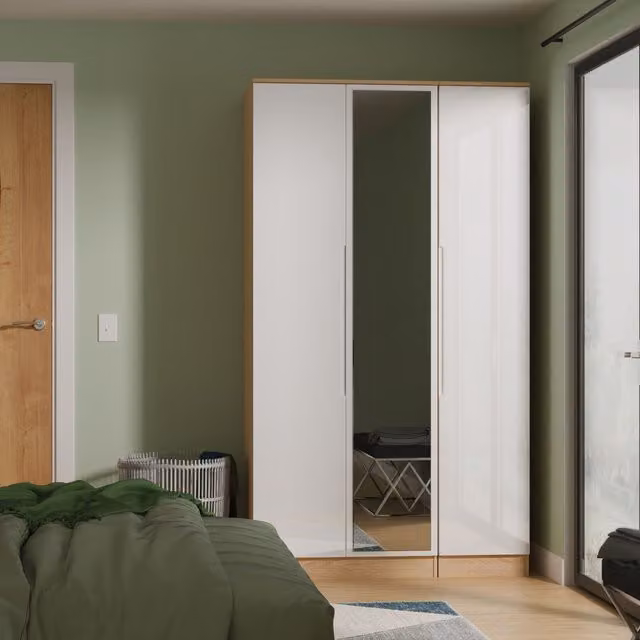 2 U Lucca Tall Triple Mirror Wardrobe in Light Oak – 1