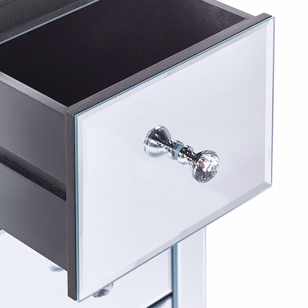 Wyld and Coco Living Silver Mirrored Glass 3-Drawer Nightstand W/D/H: 60 x 30 x 30 cm – 3