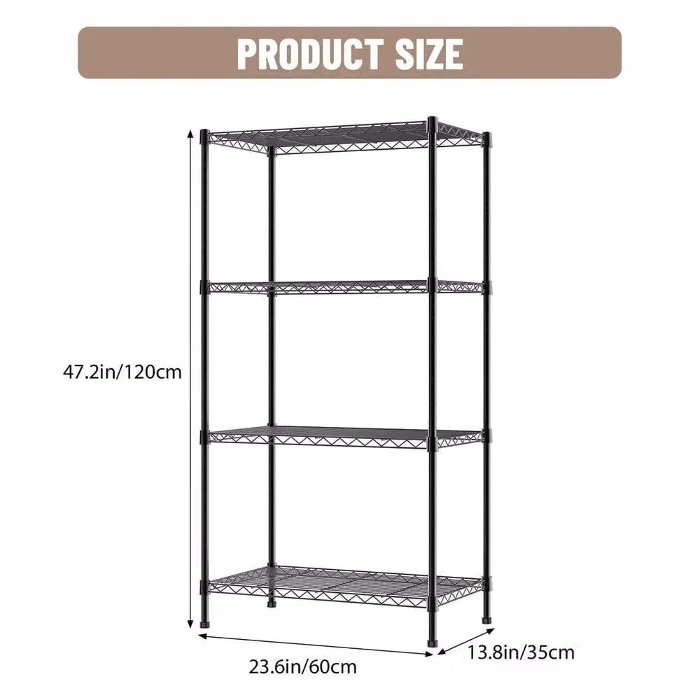 PAWNORA Heavy Duty 4-Tier Metal Garage Shelving in Black – 2