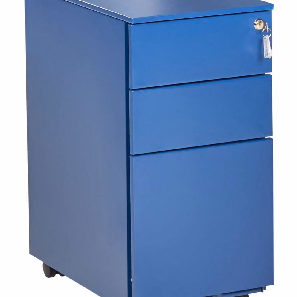 Wyld and Coco Blue Glossy Metal Mobile Lockable Locker with Adjustable Shelves and Castors – 2