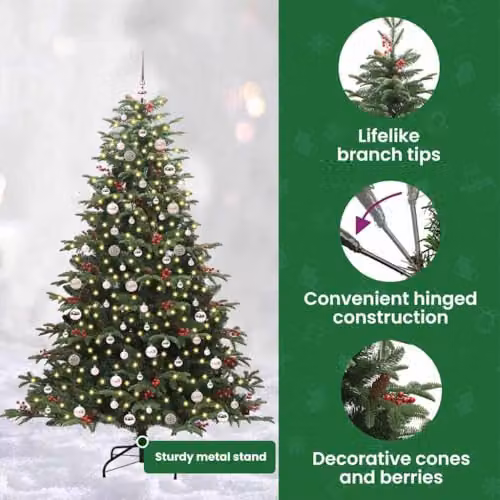 vidaXL Artificial Christmas Tree with 300 LEDs in Green, Height: 240 cm – 5