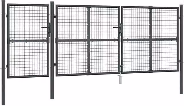 Berkfield Home Anthracite Mesh Swing Garden Gate in Galvanised Steel, W: 400 cm, H: 175 cm – 1