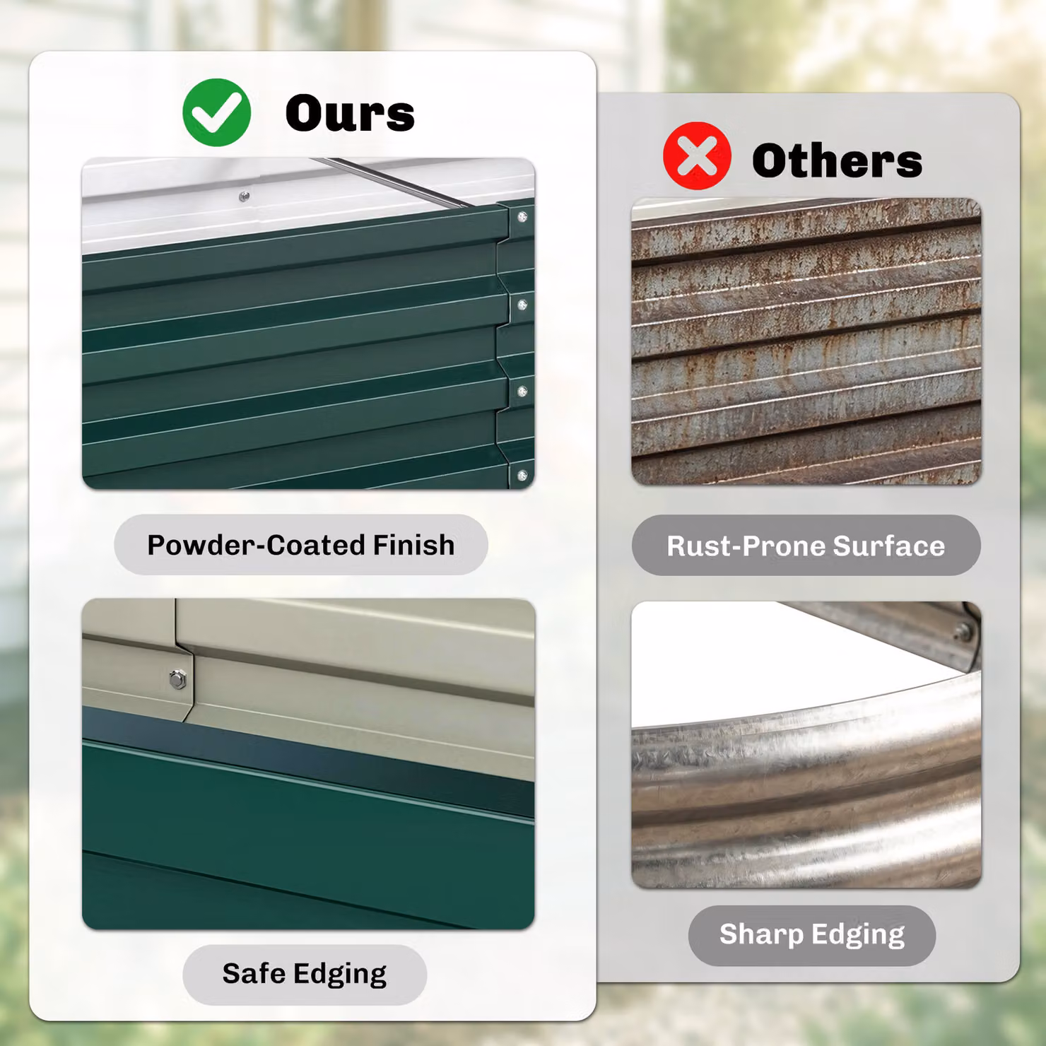 Outsunny Set of 2 Galvanised Steel Raised Garden Beds for Herbs and Vegetables, Green, W: 60 cm, D: 60 cm, H: 30.5 cm – 5