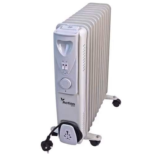 Actiasgear Grey Oil Filled Portable Radiator with 2500W Power Output and Automatic Thermostat – 2