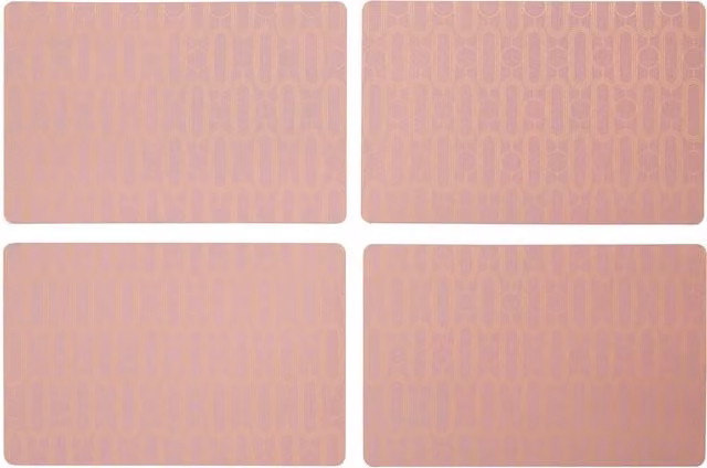 Orsina Set of 4 Blue and Pink Art Deco Placemats with Stainless Steel Foil Accent