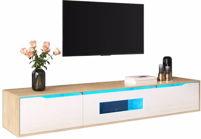 BTM Modern High Gloss TV Cabinet with Multicolour LED Lighting, W/D/H: 180 x 35 x 35 cm – 1
