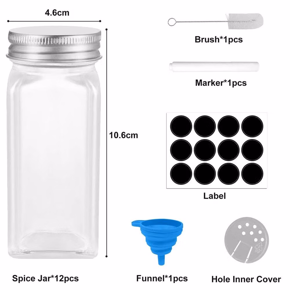 NESTLUNE 12-Piece Clear Glass Spice Jar Set with Shaker Lids – 2