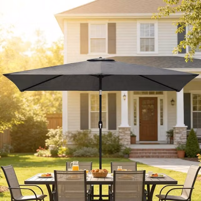 Outsunny Garden Parasol Outdoor Umbrella with Tilt Function in Dark Grey