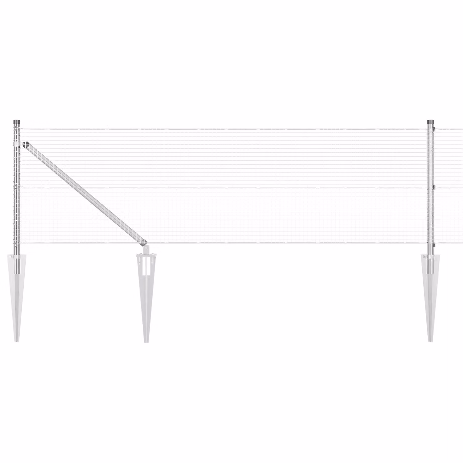 Berkfield Home Silver Galvanised Steel Welded Wire Fence with 13 Round In-Ground Spike Posts, W: 40 cm, L: 100 m – 2