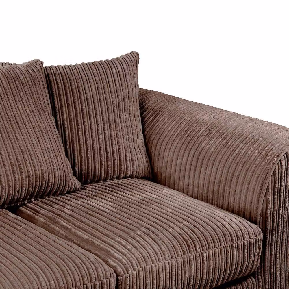 LUXURY LIFE Declan Chocolate Brown Jumbo Cord Fabric Sofa Set with 3 Seater and 2 Seater Sofas – 2