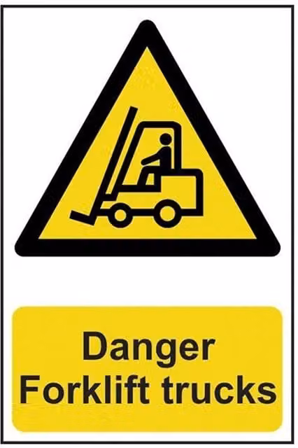 Scan Danger Forklift Trucks PVC Sign, Yellow and Multicolour, W: 20 cm, H: 30 cm