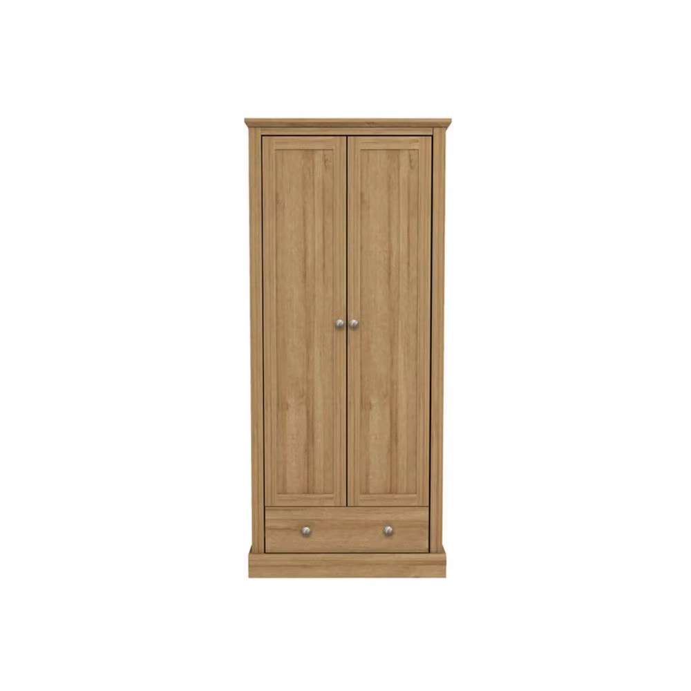Wyld Haus Ardee Modern 2 Door Wardrobe with Drawer in Natural Oak and Brown – 2